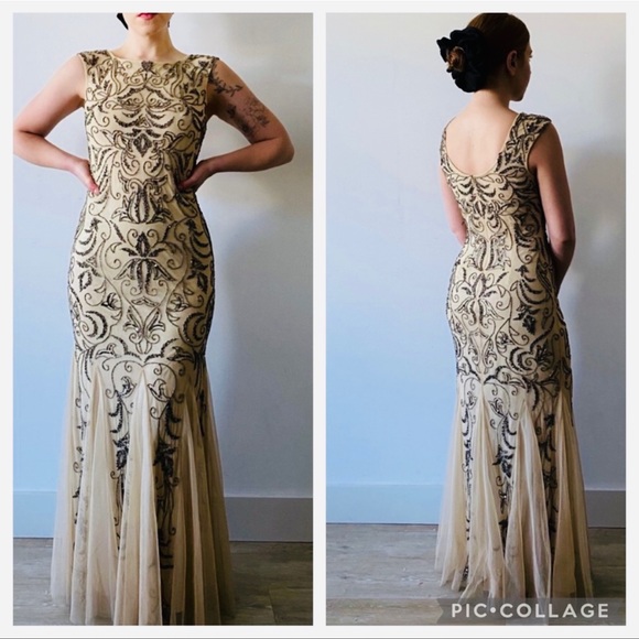 Adrianna Papell beaded sleeveless long gown - Picture 3 of 9